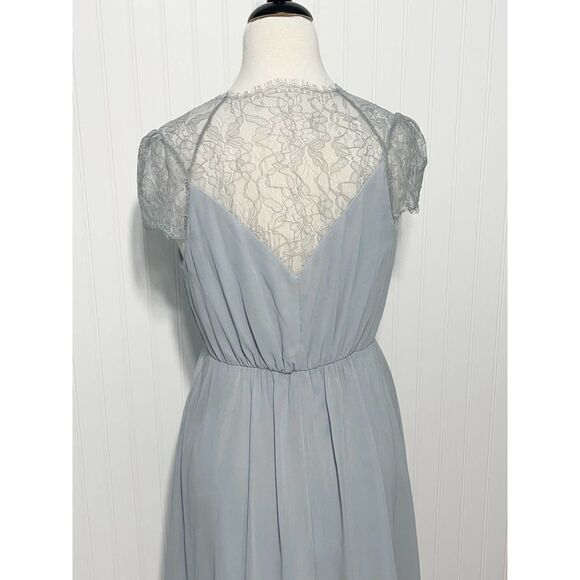 Asos Kate Lace Maxi Dress Gown Eyelash Lace V-Neck Short Sleeves Baby Blue 6 - Picture 5 of 16